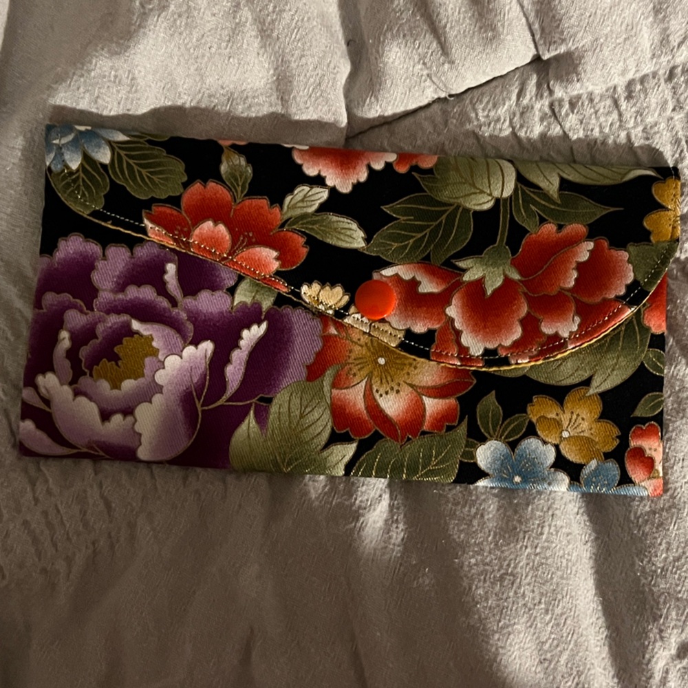 Floral Asian Patterned bag (for checkbook or small items.
